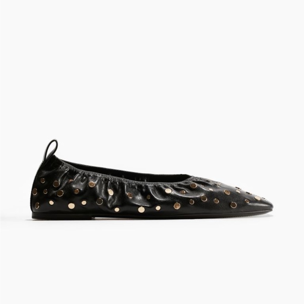 H&M black studded ballerina flats size 8M NWT - Picture 3 of 5